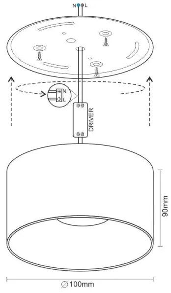 Faretto LED LED/16W/230V 4000K diametro 10 cm nero