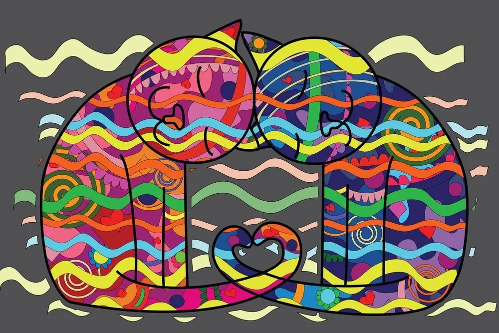 Quadro su tela – Gatti innamorati in stile pop art