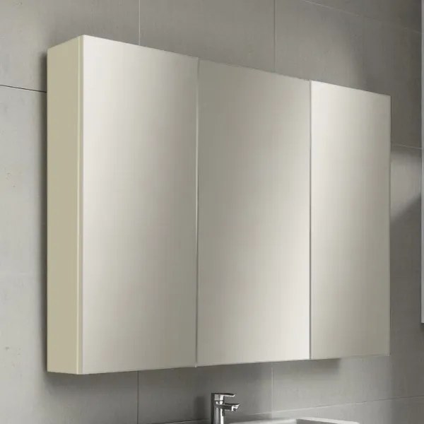 Specchio contenitore bagno a 3 ante 80xh60 cm in legno Tortora Opaco