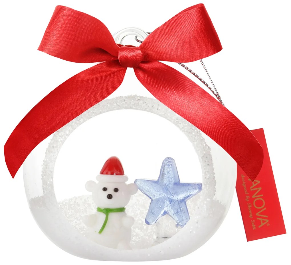 Pallina di Natale segnaposto orsetto in vetro borosilicato