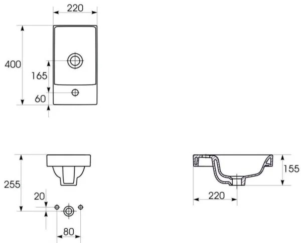 Cersanit S801-218-DSM - Mobile da bagno con lavabo MODUO SLIM 40 cm, bianco lucido