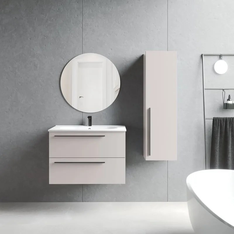 Mobile da bagno sospeso sotto lavabo L 80 x H 55 x P 45 cm beige laccato opaco, 2 cassetti VISOBATH Mia