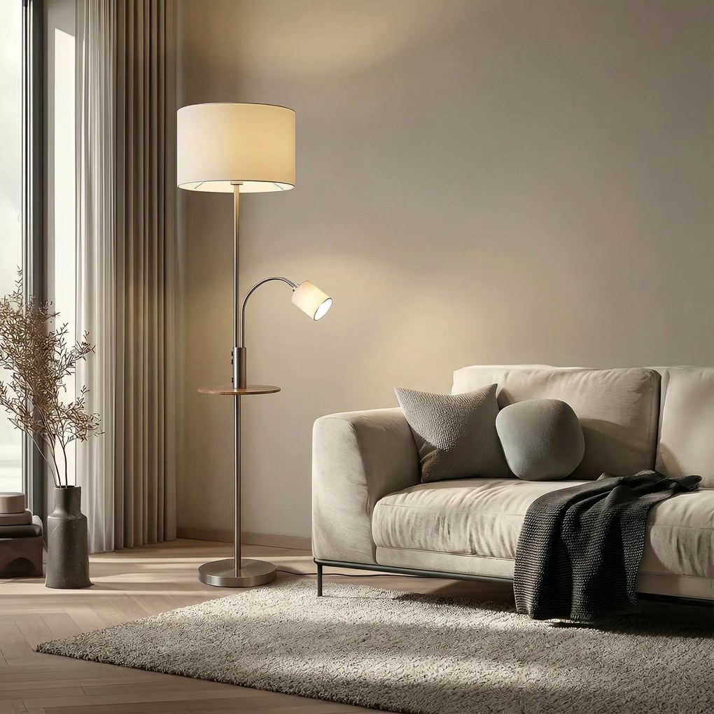 Lampada da terra Aovan Lindby, Alluminio / Grigio / Zincato, Soggiorno / Sala da pranzo, Metallo, Moderno, Lampada da terra