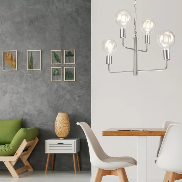 Lampadario a catena ORLANDO 4xE27/60W/230V argento