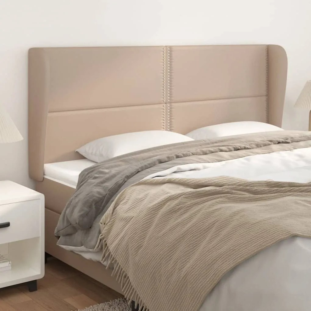 Testiera Ad Orecchio Cappuccino 183x23x118/128 Cm İn Similpelle /