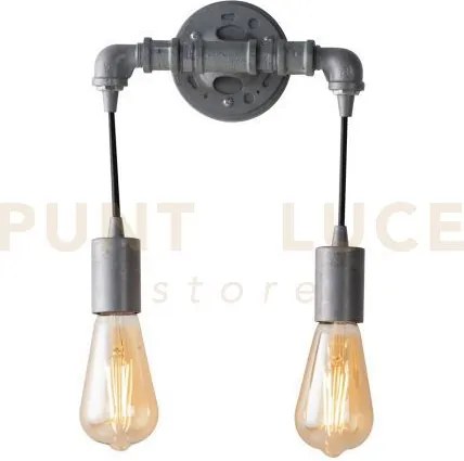 Applique a parete a parete amarcord zincata 2 luci attacco e27 23x8...