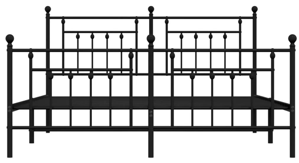 Giroletto con Testiera e Pediera Metallo Nero 183x213 cm