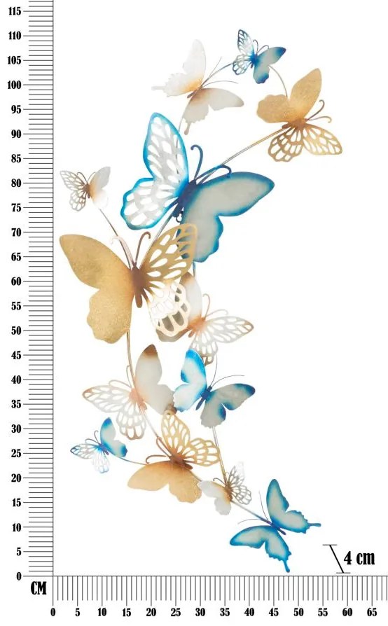 PANNELLO DA MURO BUTTERFLIES ORO/CELESTE C CM 59,5X4X111,5