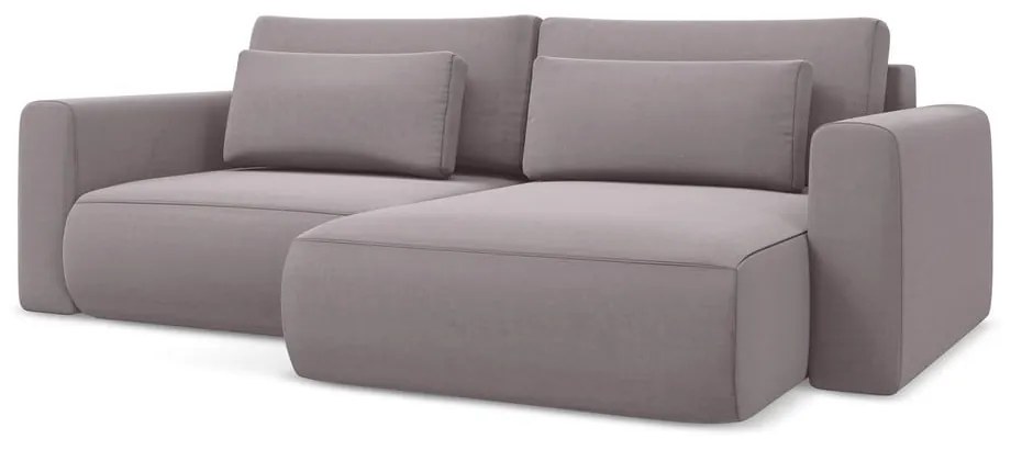 Divano angolare lavanda allungabile/con contenitore (con penisola a destra/con chaise lounge) con rivestimento in velluto Kapua – Makamii