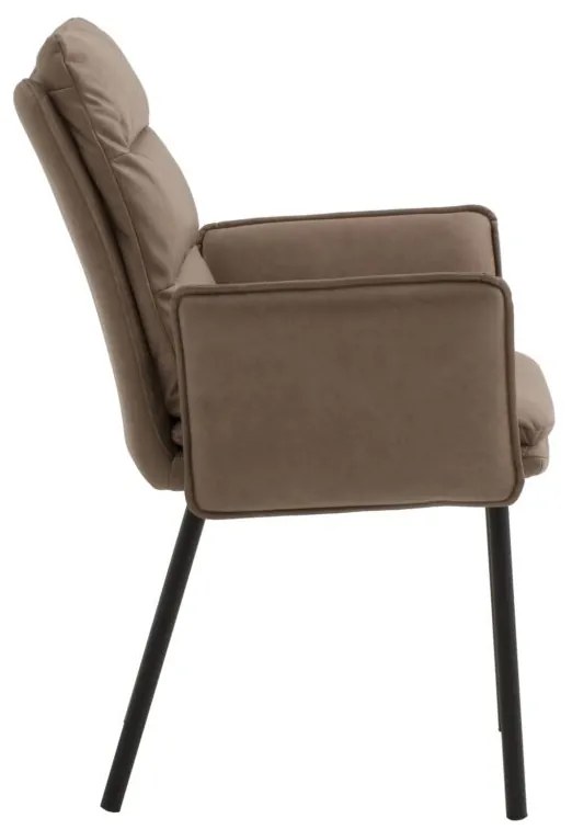 Set di sedie MALIBÙ in similpelle marrone e gambe nere, con braccioli