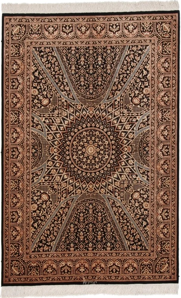 Ghom Tappeto 150 x 100 Nero (Iran) Annodato A Mano