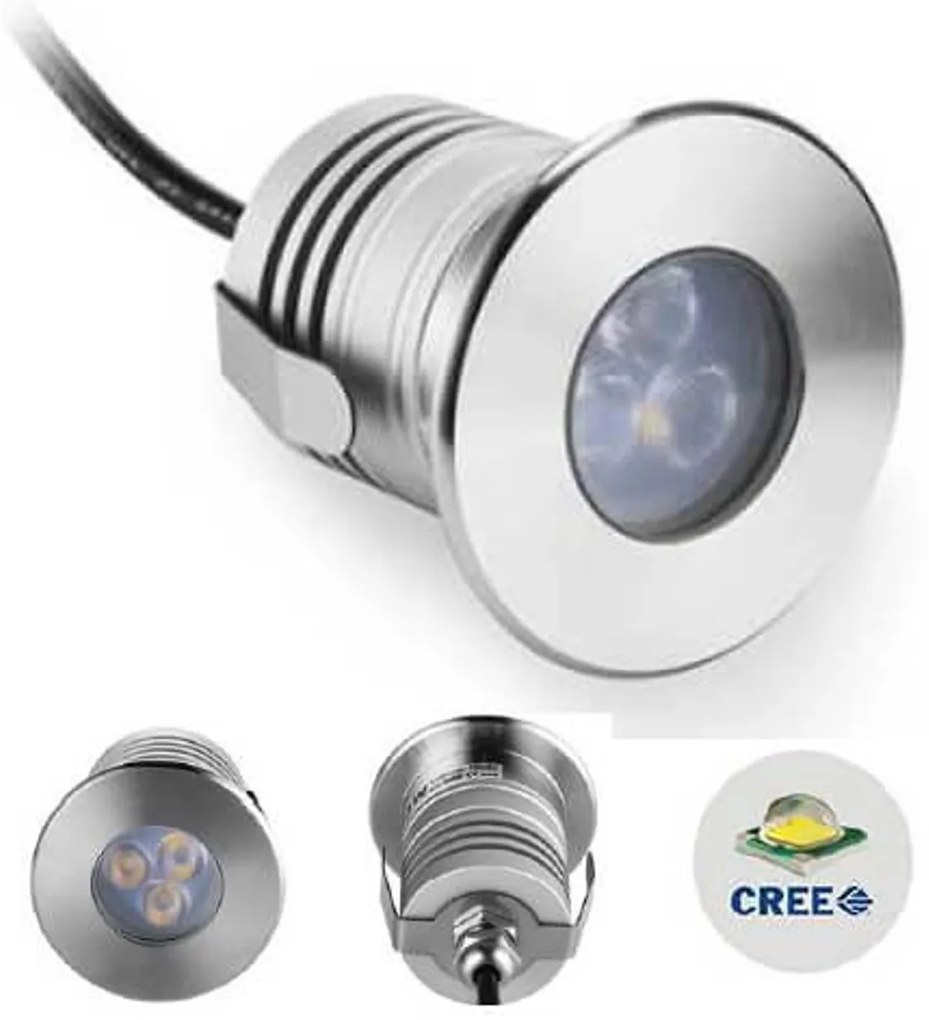 Faretto LED 3W IP68 per Piscine e Fontane Tondo Professional Colore Bianco Caldo 2.700K