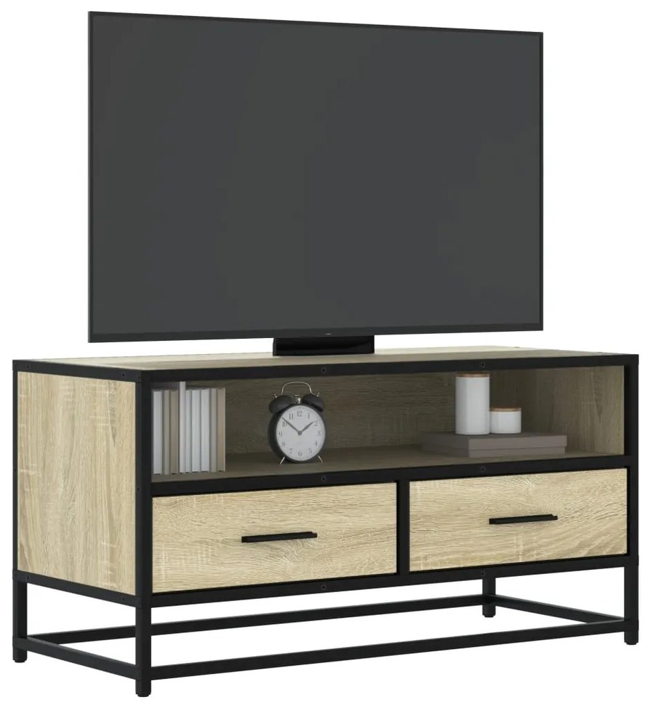 Mobile Tv Rovere Sonoma 80x34,5x40 Cm Legno Multistrato Metallo /