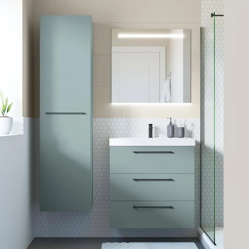 Mobile da bagno sotto lavabo SENSEA Remix verde laminato opaco L 75 x H 73 x P 46 cm 3 cassetti, lavabo non incluso