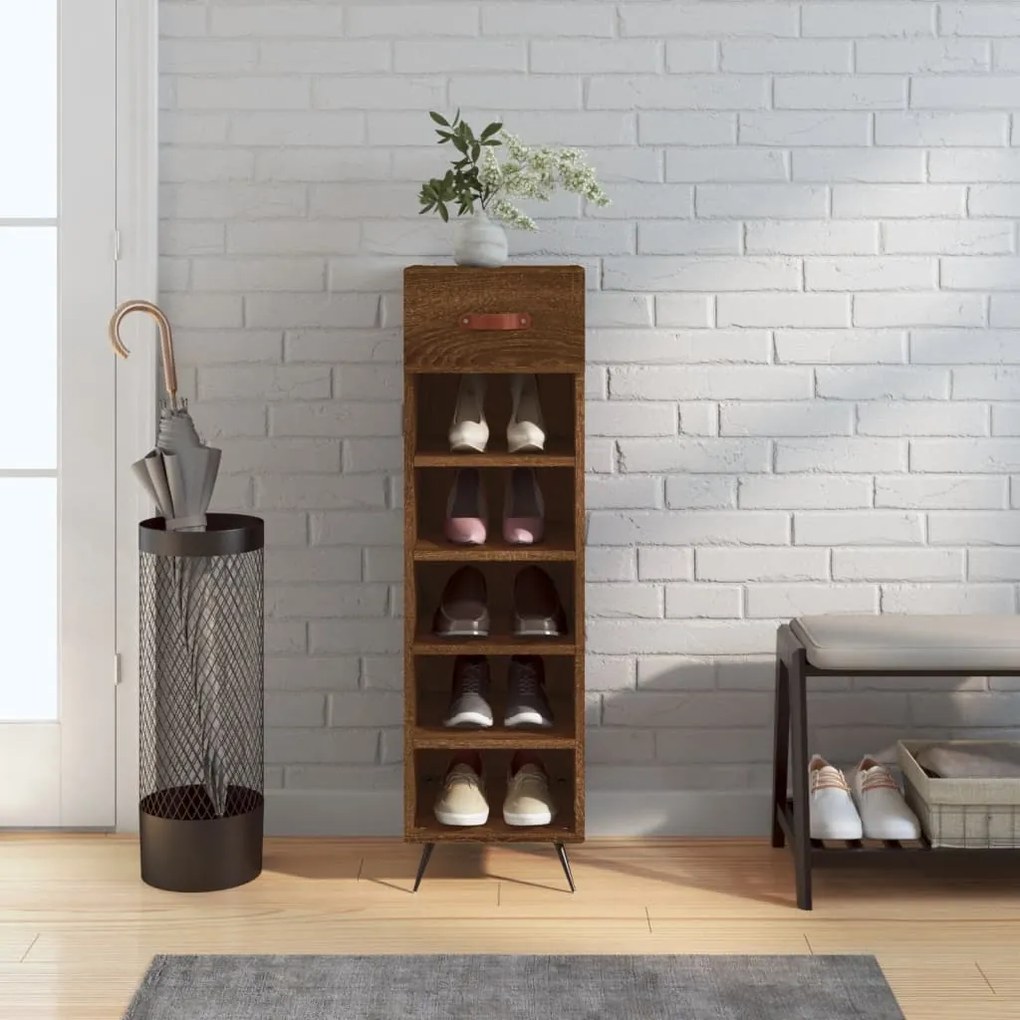 Scarpiera Rovere Marrone 30x35x105 Cm İn Legno Multistrato /