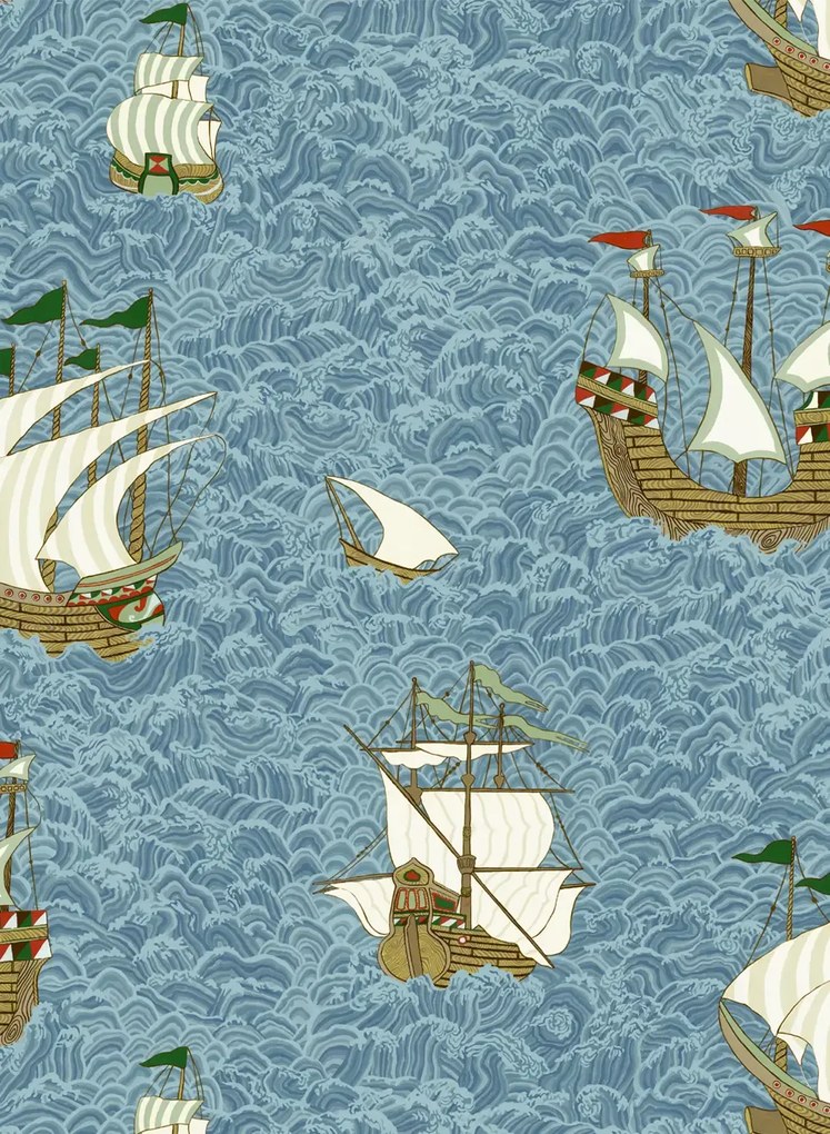 Josephine Munsey Carta da parati Ships - Sea Blue