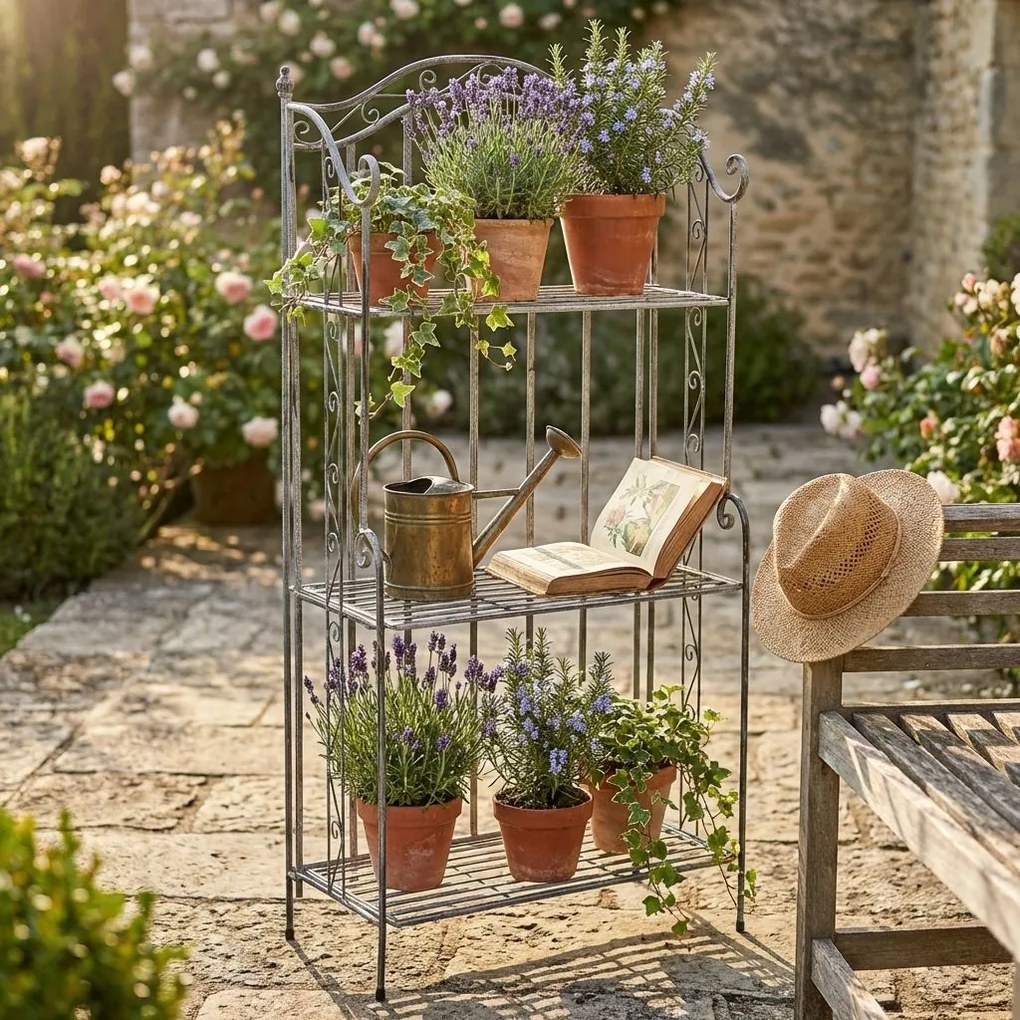 FLAVIENNE - scaffale 3 piani stile provenzale in ferro verniciato