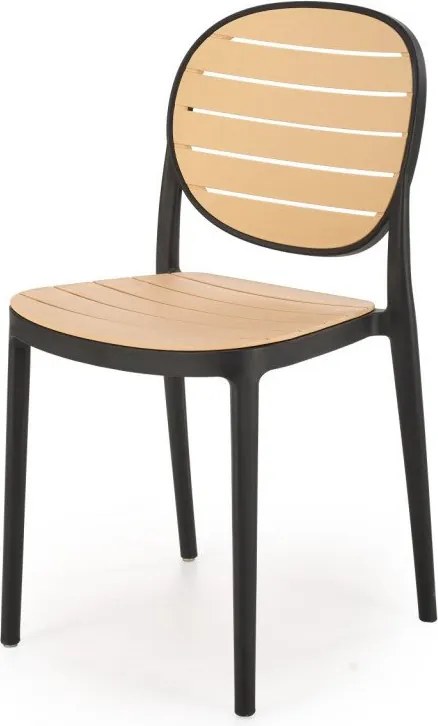 Sedia in plastica K529 in legno naturale/nero