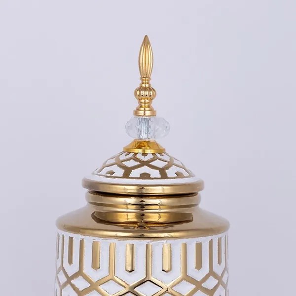 Vaso in ceramica 45,7x16,9 cm oro/bianco