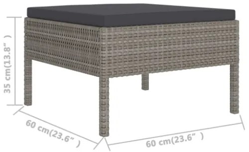 Set Divani da Giardino 9 pz con Cuscini in Polyrattan Grigio