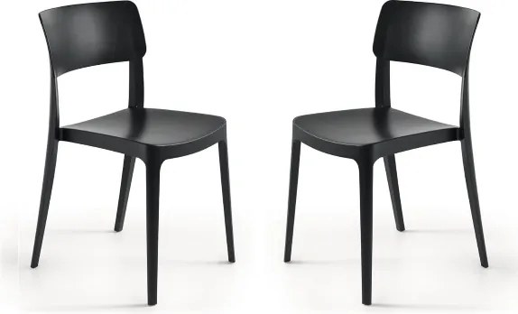 Sedia impilabile da giardino in polipropilene - FRA Nero 2 pezzi
