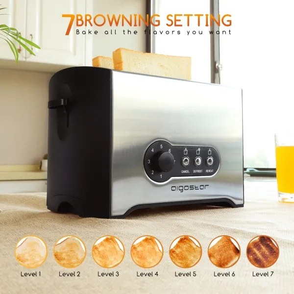 Aigostar - Tostapane a due fori 900W/230V cromo