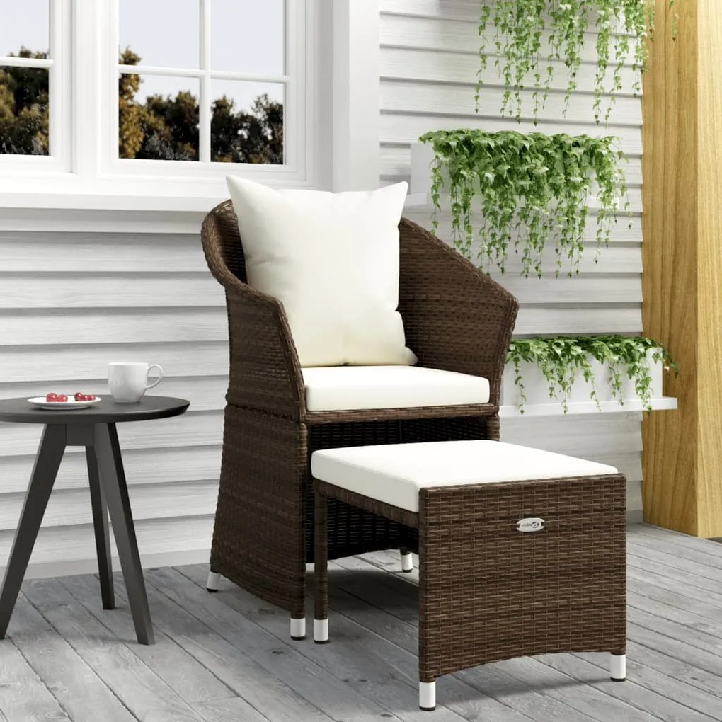 Set divani da giardino 2 pz con cuscini in polyrattan marrone