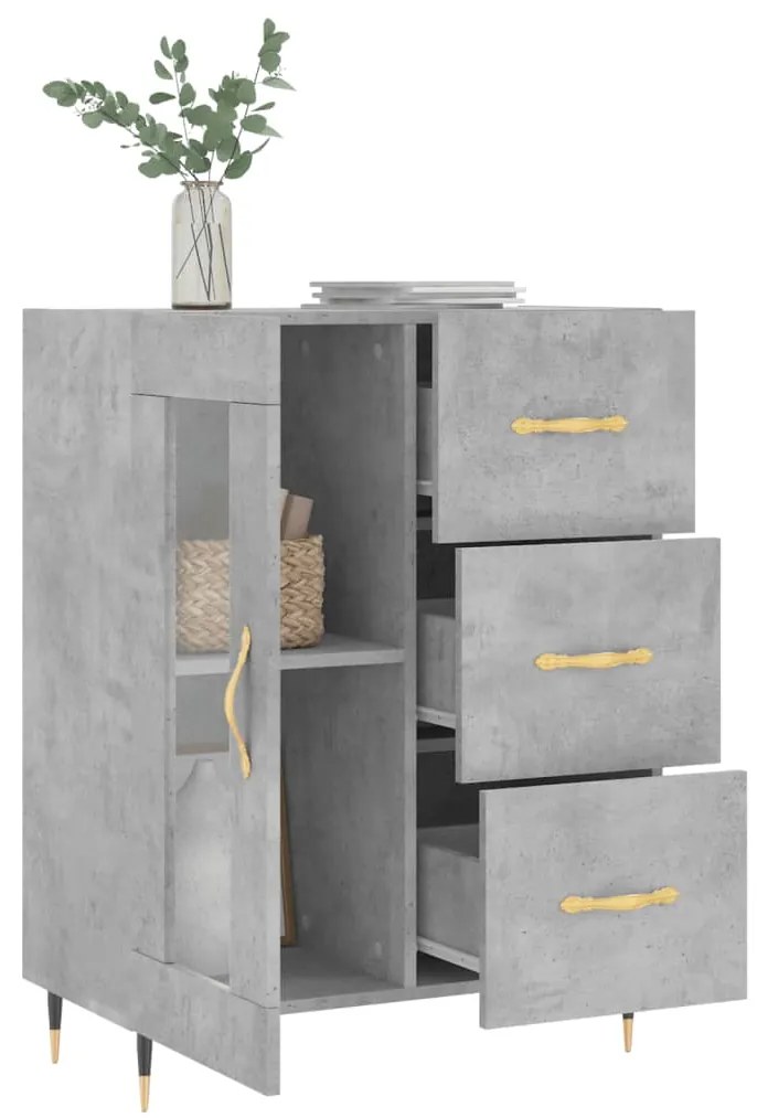 Credenza grigio cemento 69,5x34x90 cm in legno multistrato