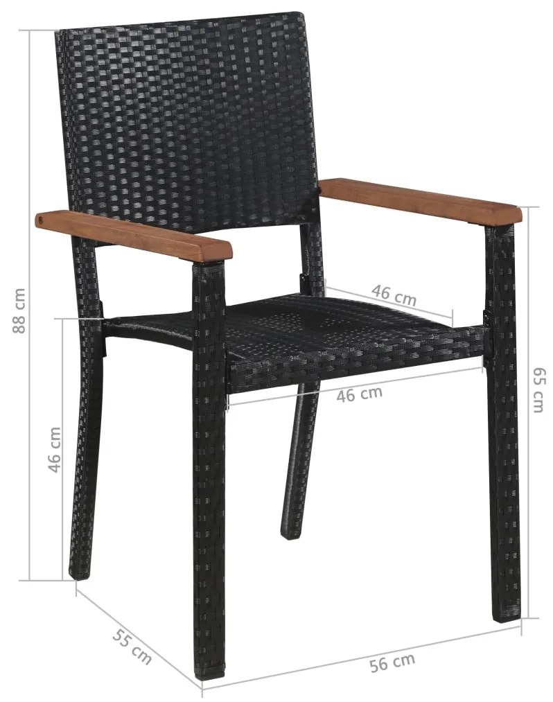 Sedie da giardino 2 pz in polyrattan nero