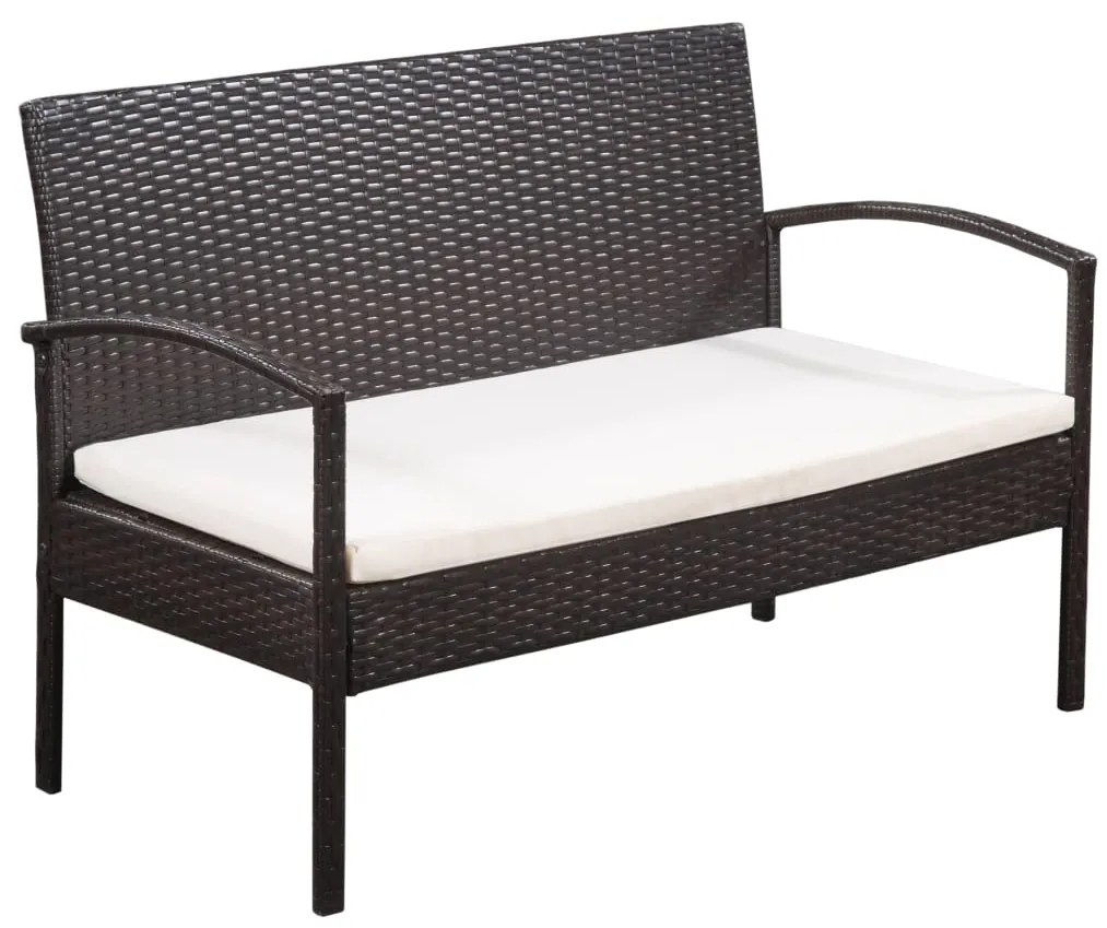 Set divani da giardino 5 pz con cuscini in polyrattan marrone