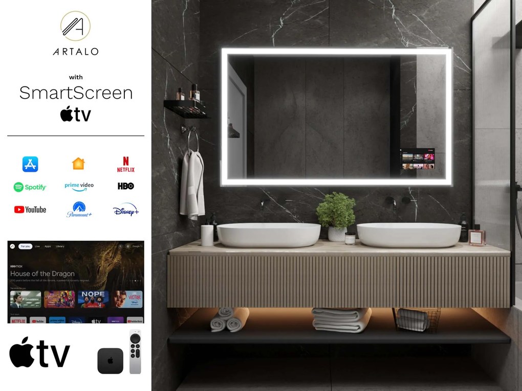 SMART specchio con illuminazione M1 premium + SmartScreen with Apple TV