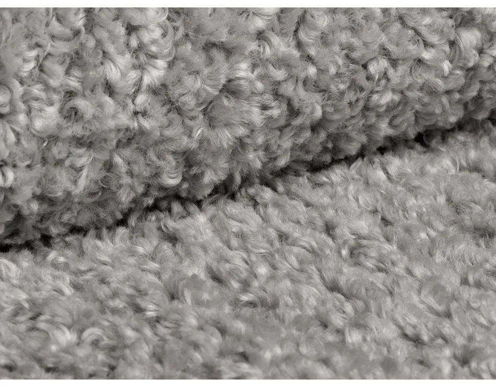 Poggiapiedi grigio chiaro con rivestimento in bouclé Dia – Micadoni