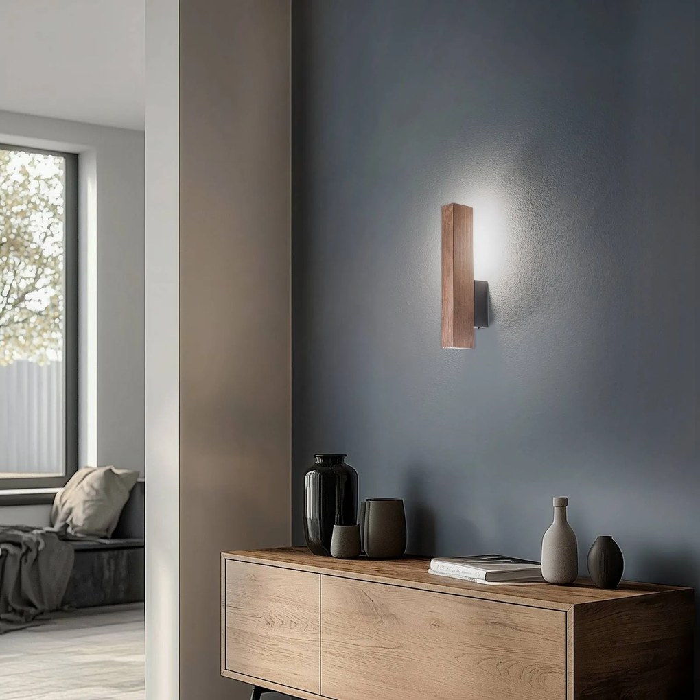 TK Lighting Lampada da parete in legno LED Teo, noce, 31 cm, 3000 K