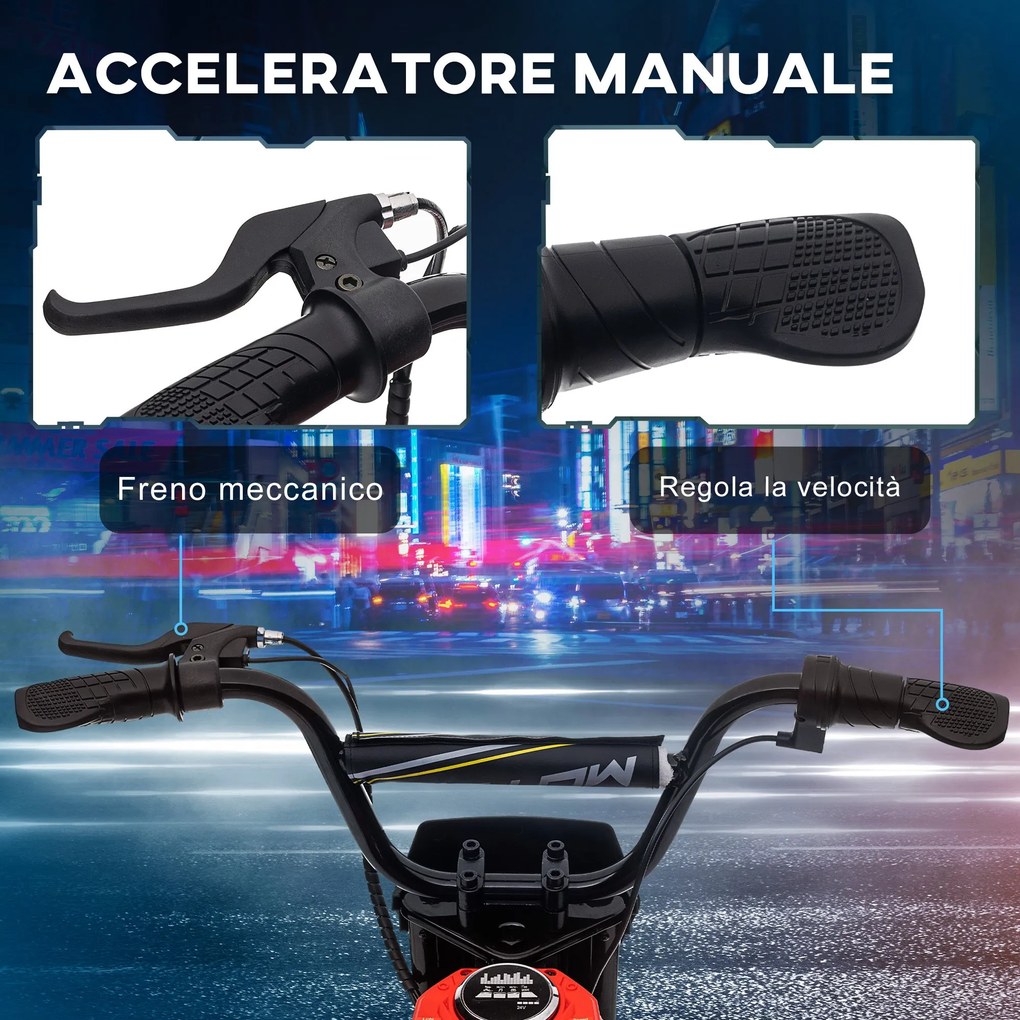 Moto Elettrica per Bambini con Acceleratore Manuale 2 Velocità 8-16km/h Rosso...