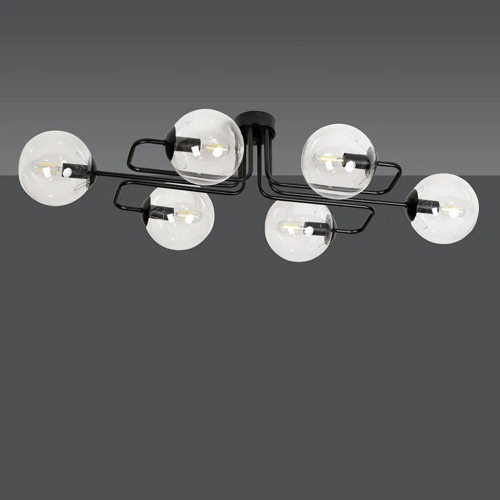 Lampadario da soffitto BRENDI 6 in acciaio e vetro 6xE14