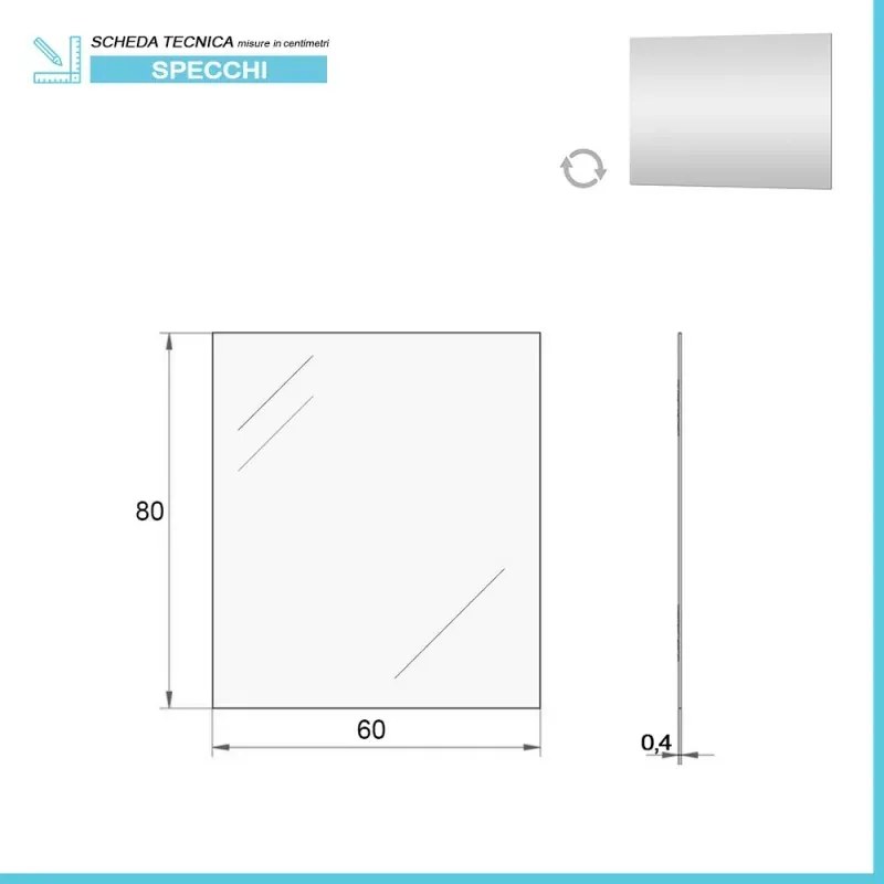 Specchio LED 60x80 cm reversibile con luce naturale nero opaco