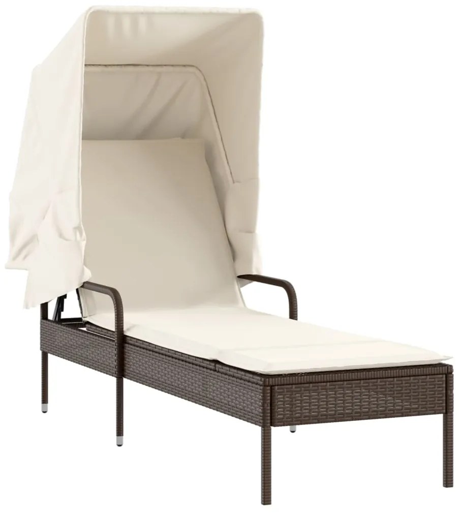 Lettini prendisole 2 pz con baldacchino e tavolino polyrattan