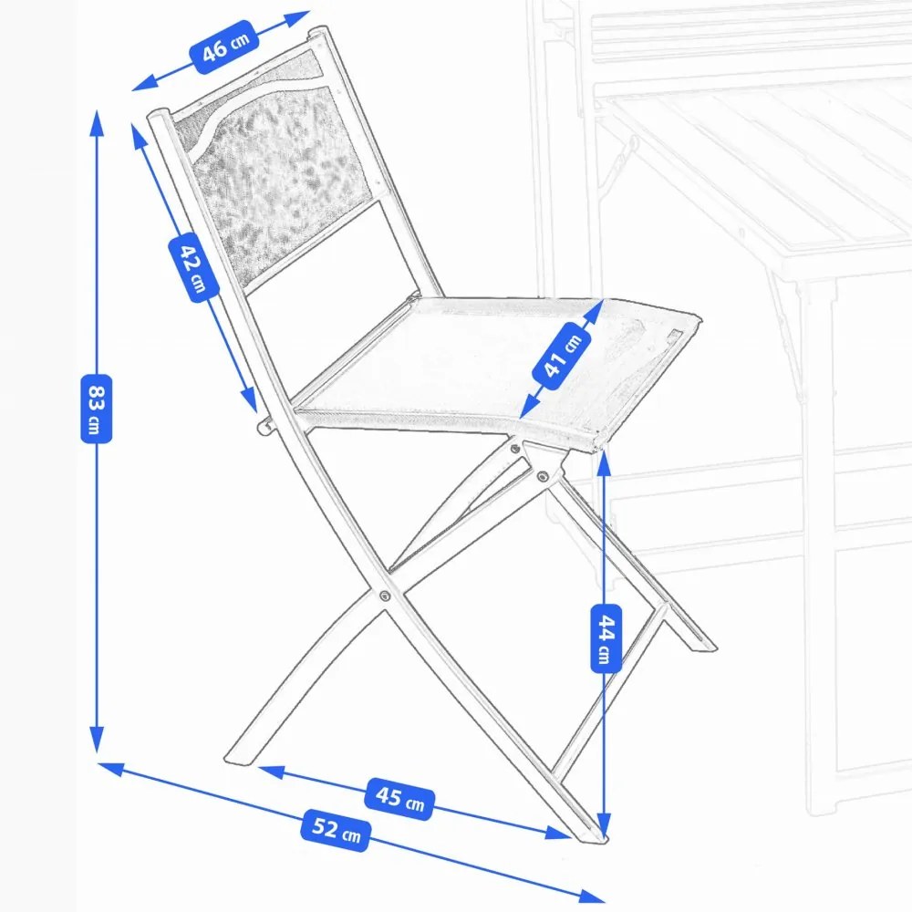 Set di mobili da giardino pieghevoli in nero