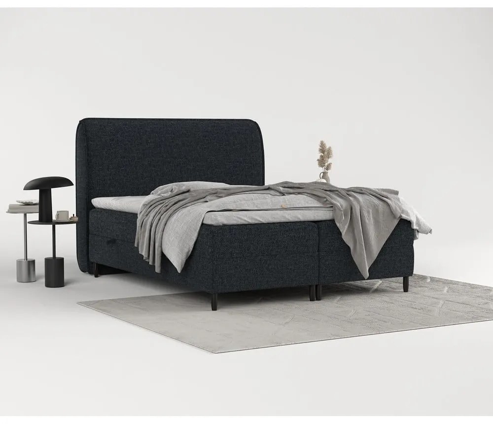 Letto boxspring nero con contenitore 200x200 cm Melba - Maison de Rêve