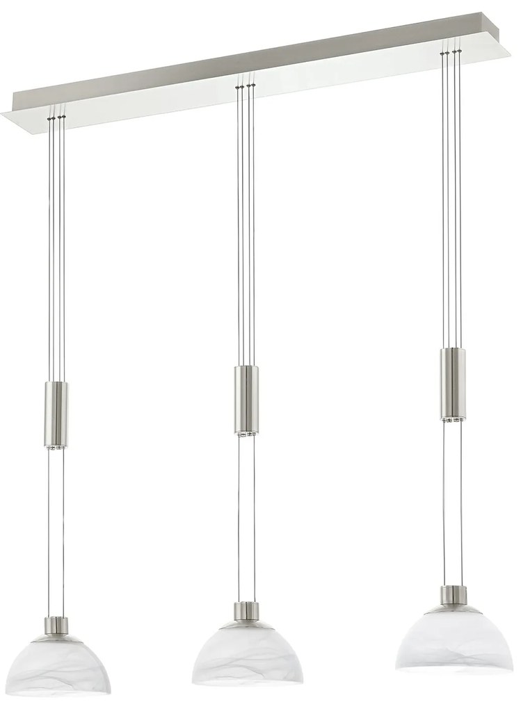 Lampadario Contemporaneo Montefio Acciaio Nichel Vetro 3 Luci Led 6,5W 2400Lm