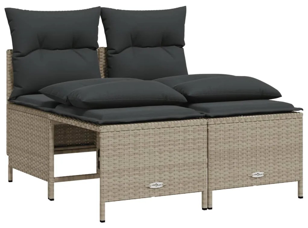 Set divano da giardino 5pz con cuscini grigio chiaro polyrattan