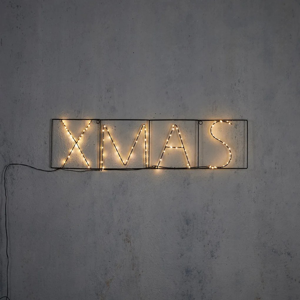 Lampada da parete natalizia nera XMAS con LED e timer IP44 - Yoro