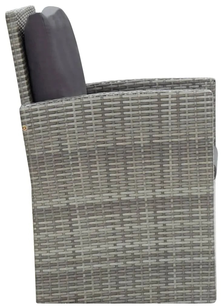 Set da Pranzo da Giardino 5 pz con Cuscini in Polyrattan Grigio