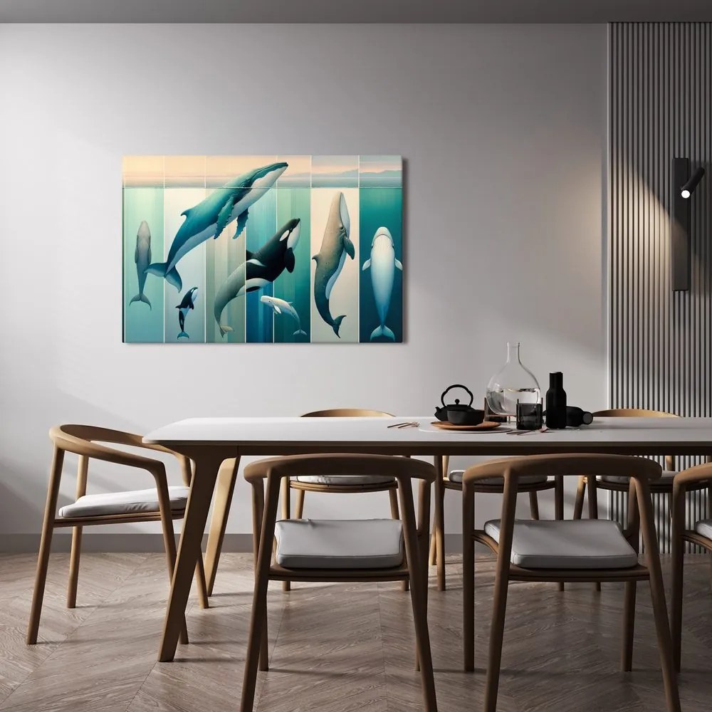 Quadro su tela – Balene e orche negli abissi