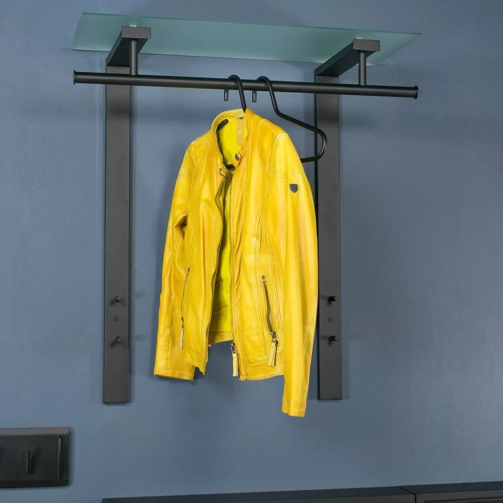 Attaccapanni da parete nero in metallo con scaffale 80 cm Dutch – Spinder Design