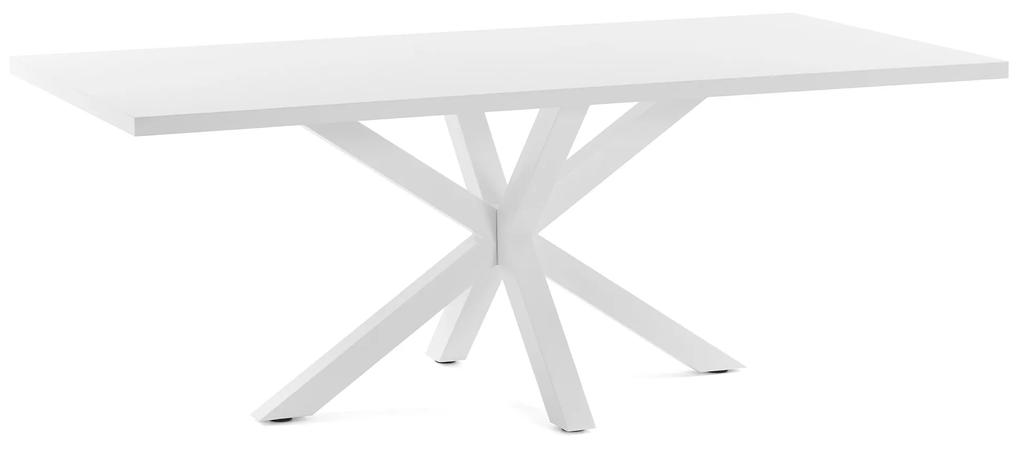 Kave Home - Tavolo Argo di melammina con finitura bianca e gambe in acciaio con finitura bianca 200 x