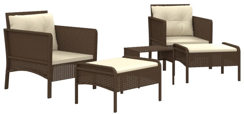 Set divani da giardino 5 pz con cuscini marrone in polyrattan