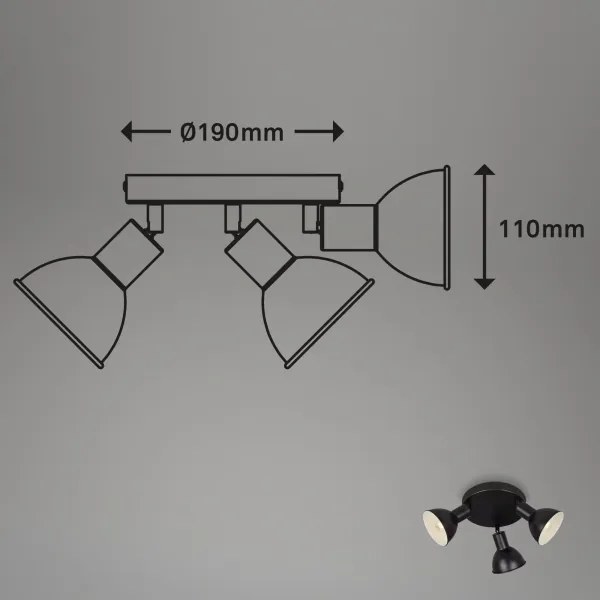 Briloner 2674-035 - Faretto RETRO 3xE14/25W/230V nero