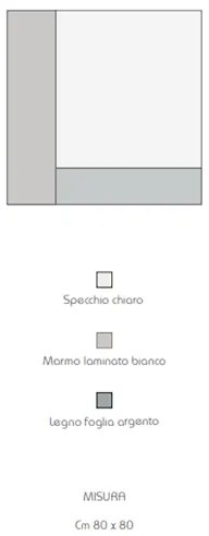 Specchio moderno quadrato 80 cm effetto marmo bianco e foglia argento - KEIRA