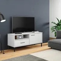 Mobile TV con Gambe Metallo Bianco Legno Massello di Pino OSLO cod mxl 27748